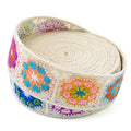 PAXMATE Cotton Webbing 2 Inch Webbing Crochet Flower Webbing Strap for Bags Arts and Crafts