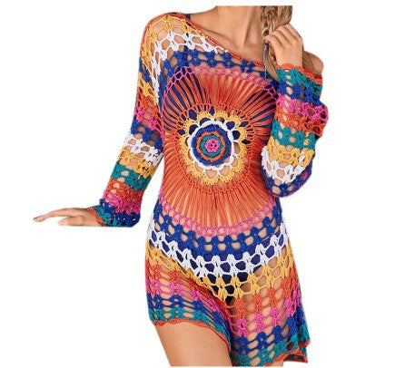 2020 Crochet Lace Beach Cover-Up Long Sleeve Sweater