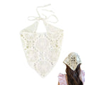 Voeveg Crochet Bandana for Women Crochet Headband Knitted Triangle Head Hair Scarf Cute Crochet Headbands for Women Boho Knit Lace Floral Mushroom Bandana Strawberry Headband Women Beige