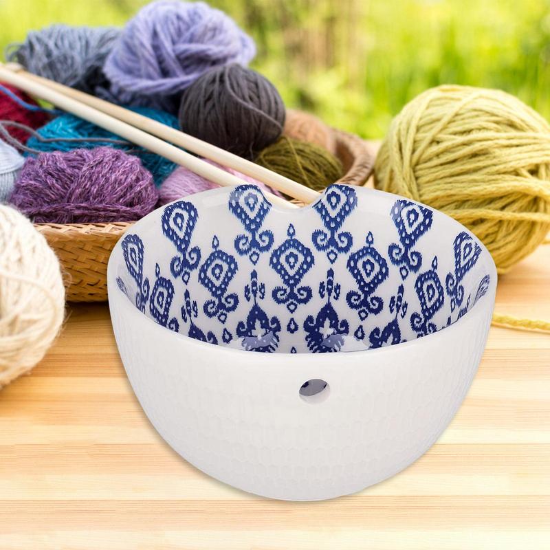 Ceramic Yarn Bowl for Knitting and Crocheting Storage