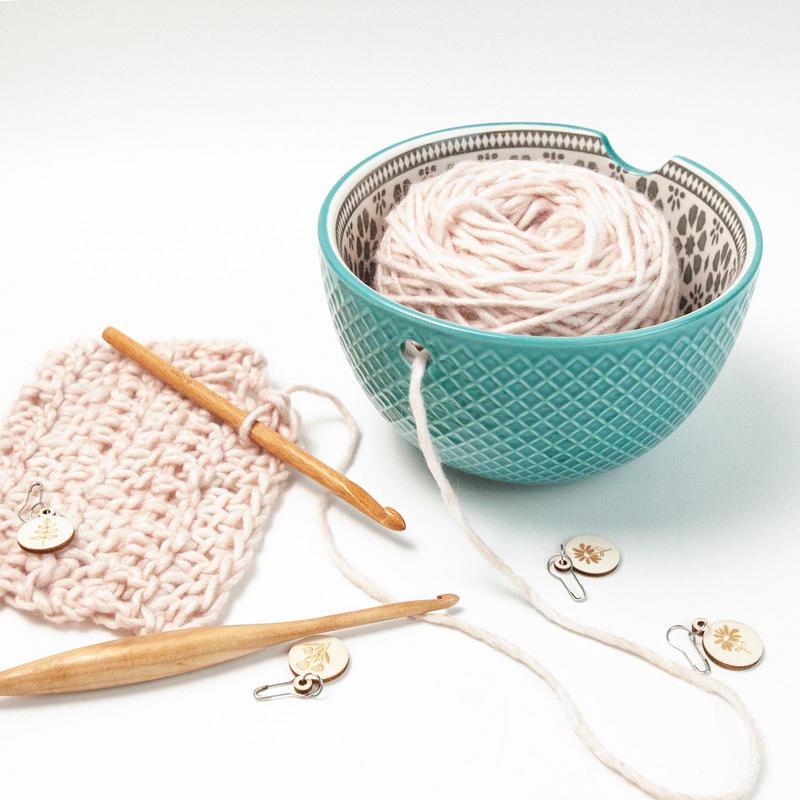 Ceramic Yarn Bowl for Knitting and Crocheting Storage