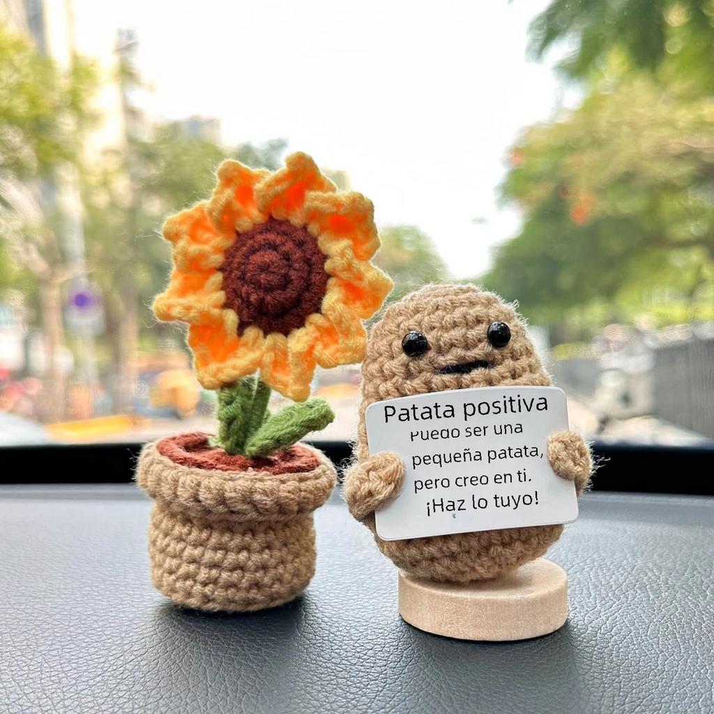 Handcrafted Crochet Potato Sunflower Planter Set