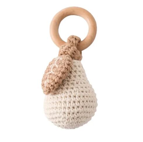 Crochet Pear Rattle with Rainbow Pendant (One Piece)