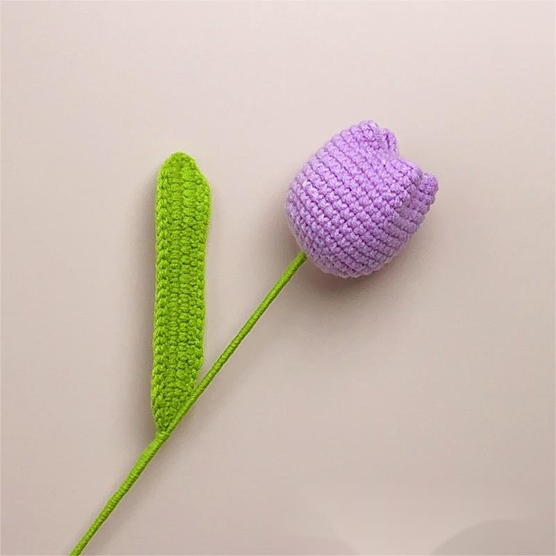 Hand-Knitted Tulip Bouquet Wool Crochet DIY Gift