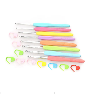 8-Piece Crochet Hook Set with Colorful Soft Handles