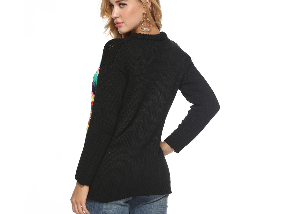 Sweater with Color Block Knitting and Crochet Design
