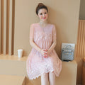 New Summer Maternity Dress with Lace Crochet Top