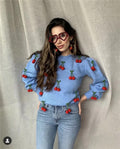 Handmade Crochet Cherry Sweater for Women (Autumn/Winter)