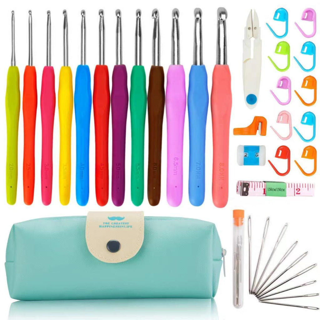 37pcs Ergonomic Extra Long Crochet Hook Set for Beginners