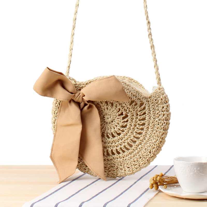 Handmade Crochet Bow Crossbody Woven Beach Bag