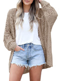 Womens Crochet Cardigan Sweater Kimonos Boho Solid Color Oversized Summer Open Front Outwear