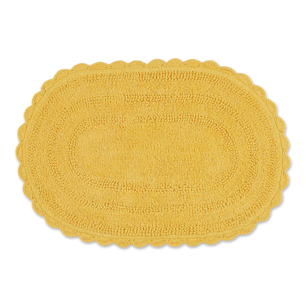 DII Crochet Collection Reversible Bath Mat Small Oval 17x24 Yellow
