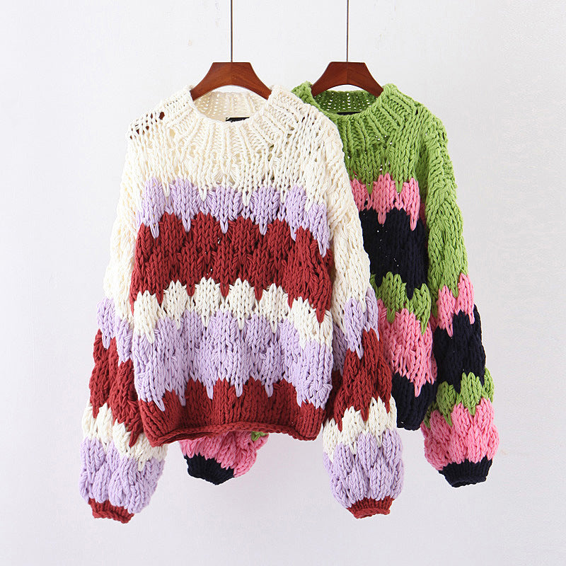 Handmade Cotton Sweater with Chunky Yarn (Oversized)