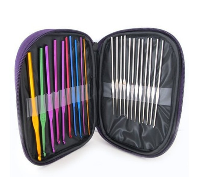 Knitting Tool Set with 22 Metal Crochet Hooks