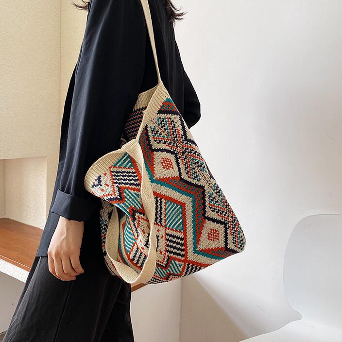Bohemian Chic Crochet Tote Bag for Women