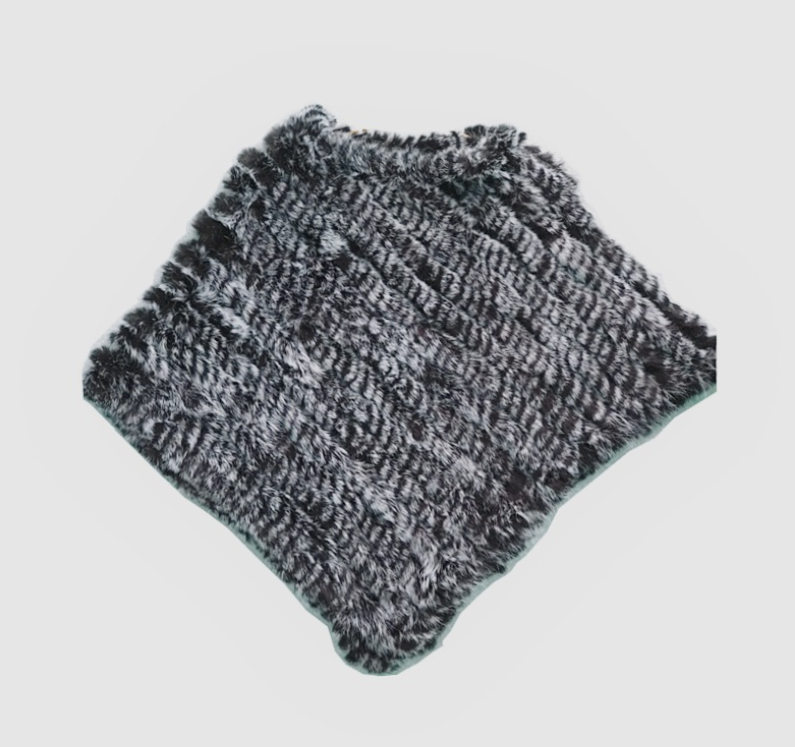 Triangular Hooded Cape, Crochet Rabbit Hair Shawl