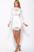 Lace Crochet Dress with Sheer Lace Details
