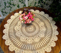 Damanni Beige Cotton Handmade Crochet Lace Tablecloth Doilies Table OverlayRound43 Inch