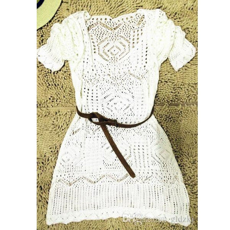 European Style Hollow Out Crochet Beach Dress