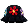 Ahouws Crochet Bucket Hat for Women Flower Knit Hat Hollow Out Foldable Cap Hats(Black+Colorful)
