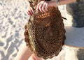 Woven Bag with Large Flower, Crochet Beach Tote