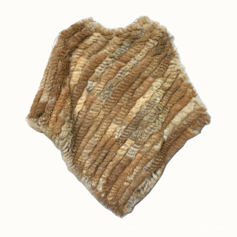 Triangular Hooded Cape, Crochet Rabbit Hair Shawl