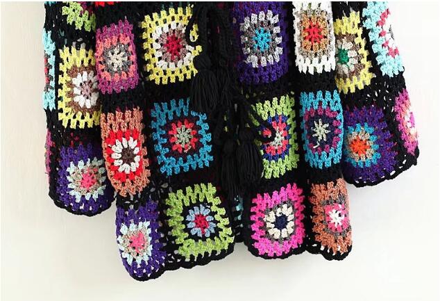 Bohemian Crochet Tassel Hooded Cardigan Sweater