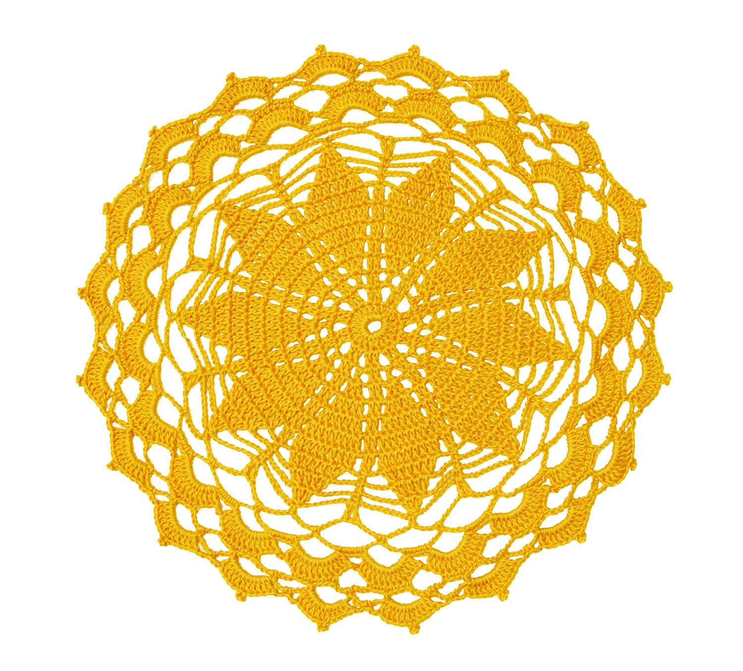 SUNONE11HKA 12 Inch Lace Crochet Doilies Table Placemat Washable Kitchen Round Leaves Decor Doily (1 Yellow)