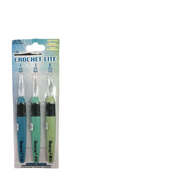LED Crochet Hooks Set with 8 Tools in Blister Pack