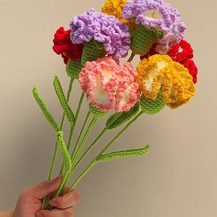 Handmade Crochet Carnation and Rose Bouquet for Loved Ones