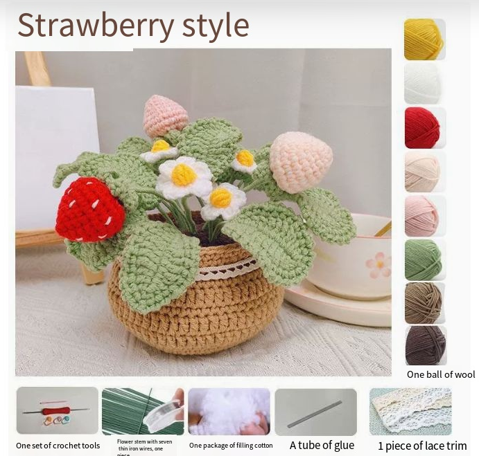 Hand-Knit DIY Tulip and Daisy Crochet Bouquet Kit