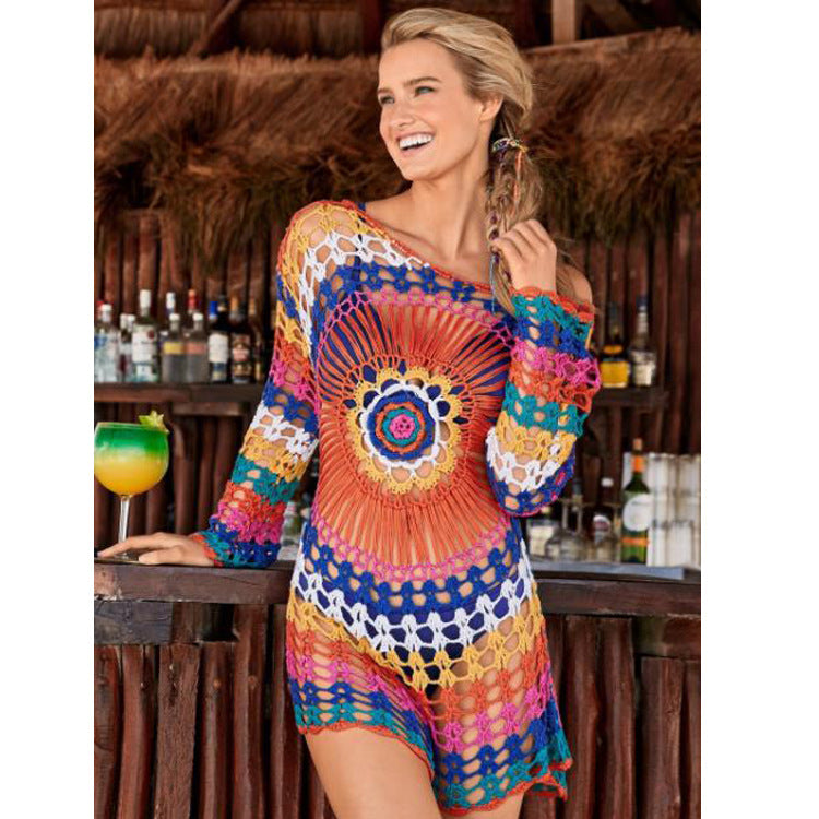 2020 Crochet Lace Beach Cover-Up Long Sleeve Sweater