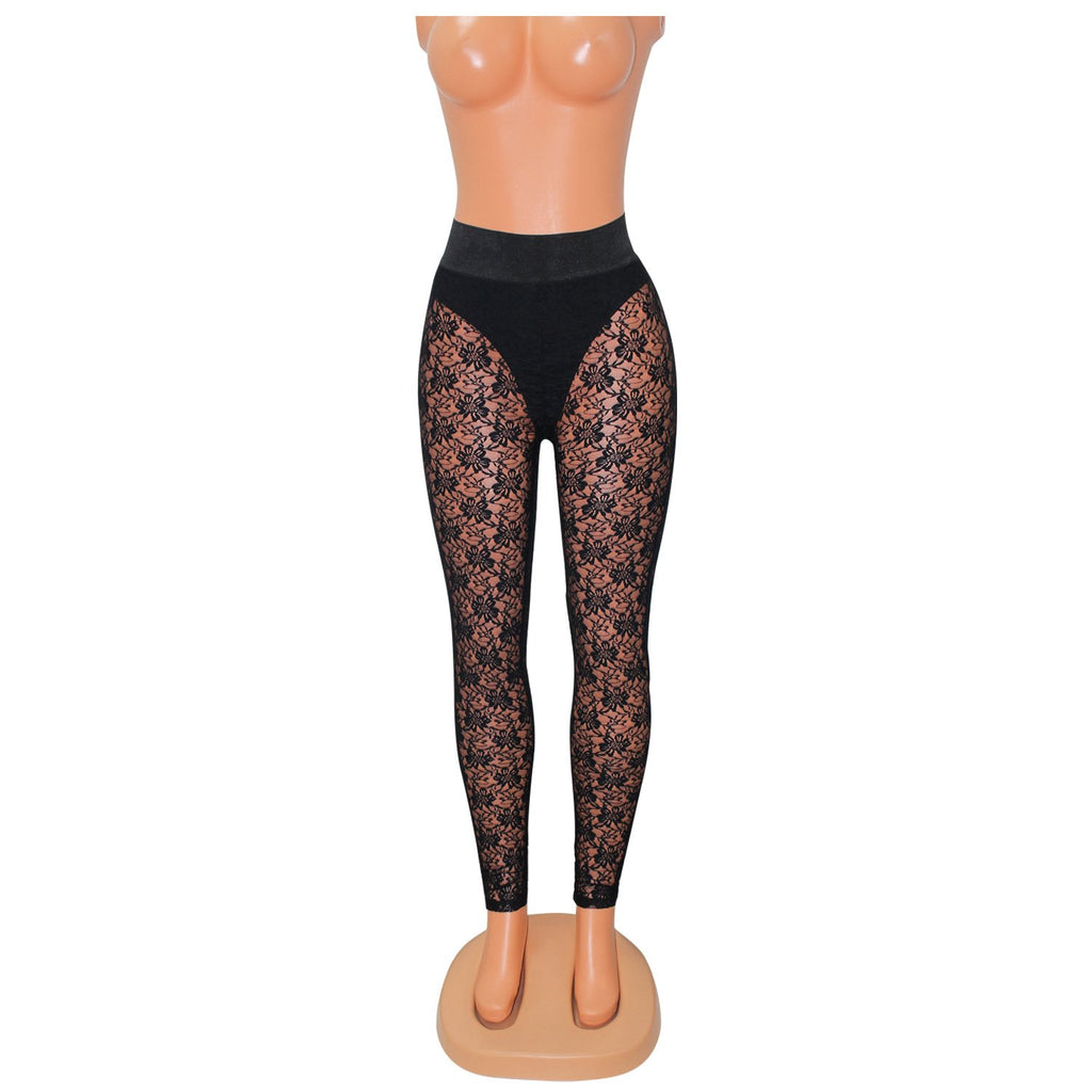 Lace Crochet See-Through Leggings for Women