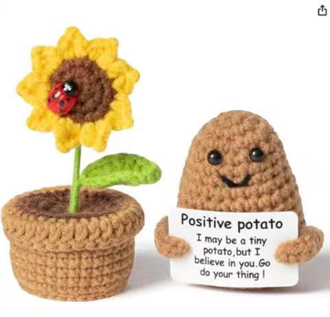 Handcrafted Crochet Potato Sunflower Planter Set