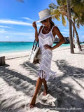 2023 Bohemian Crochet Backless Beach Cover-Up Dress