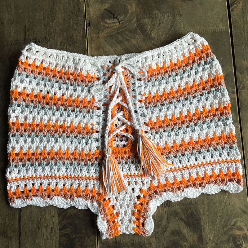 Hand-Knitted Crochet High Waist Bikini Pants for Women