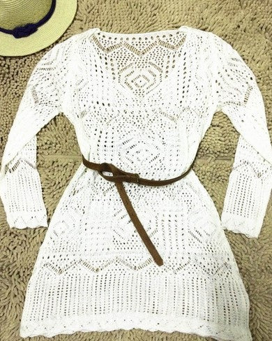European Style Hollow Out Crochet Beach Dress
