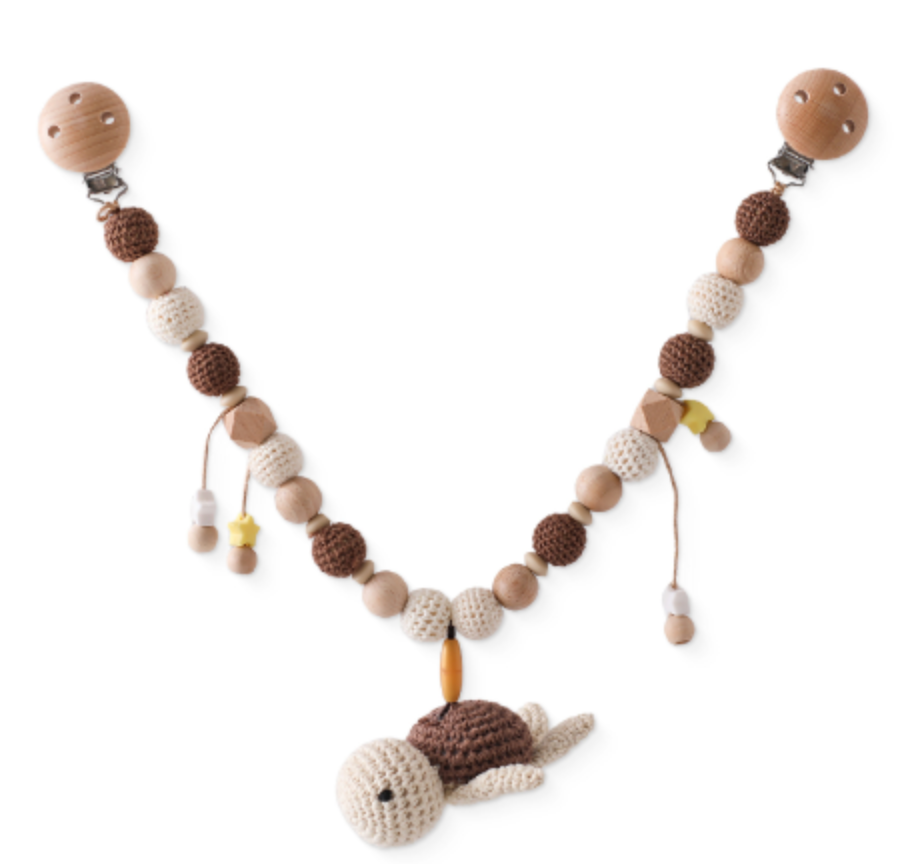 Crochet Jellyfish Stroller Chain with Rainbow Teether (Set)