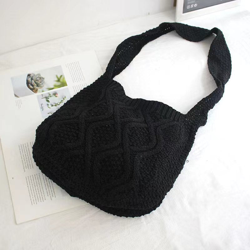 Literary Crochet Shoulder Bag - Women's Large Capacity