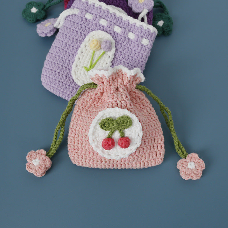 Hand Knitted Women's Wool Crochet Coin Storage Bag