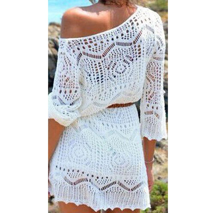 European Style Hollow Out Crochet Beach Dress