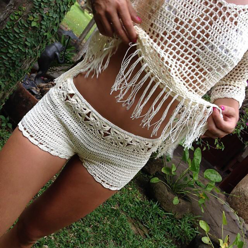 Handmade Crochet Cotton Beach Shorts Swimwear