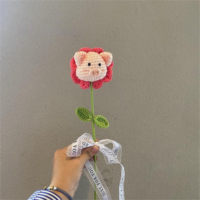 Handmade Wool Crochet Balloon Pig Gift for Friends