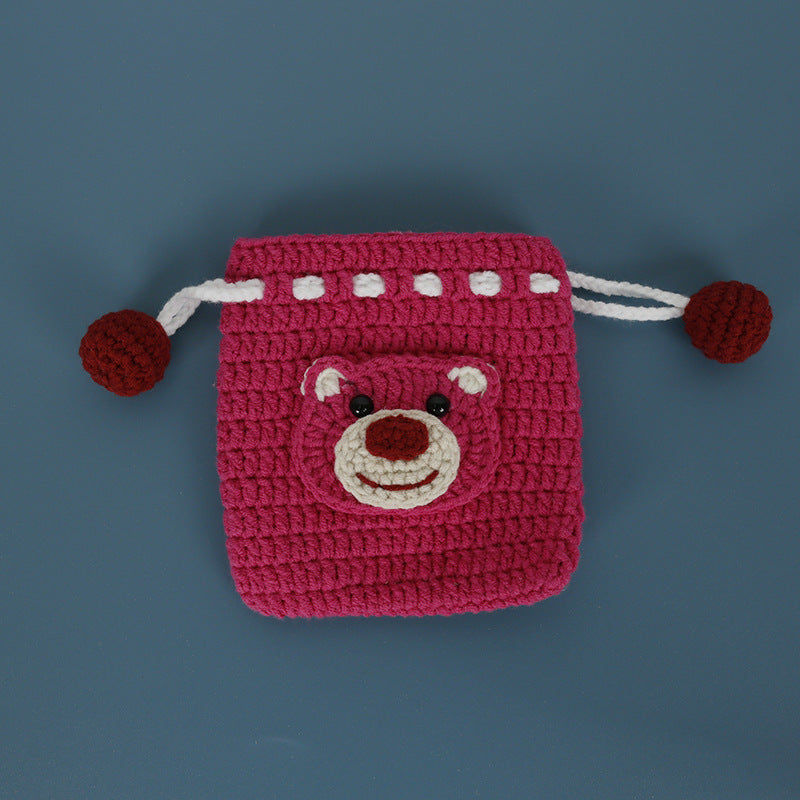 Hand Knitted Women's Wool Crochet Coin Storage Bag