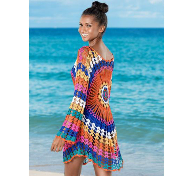 2020 Crochet Lace Beach Cover-Up Long Sleeve Sweater