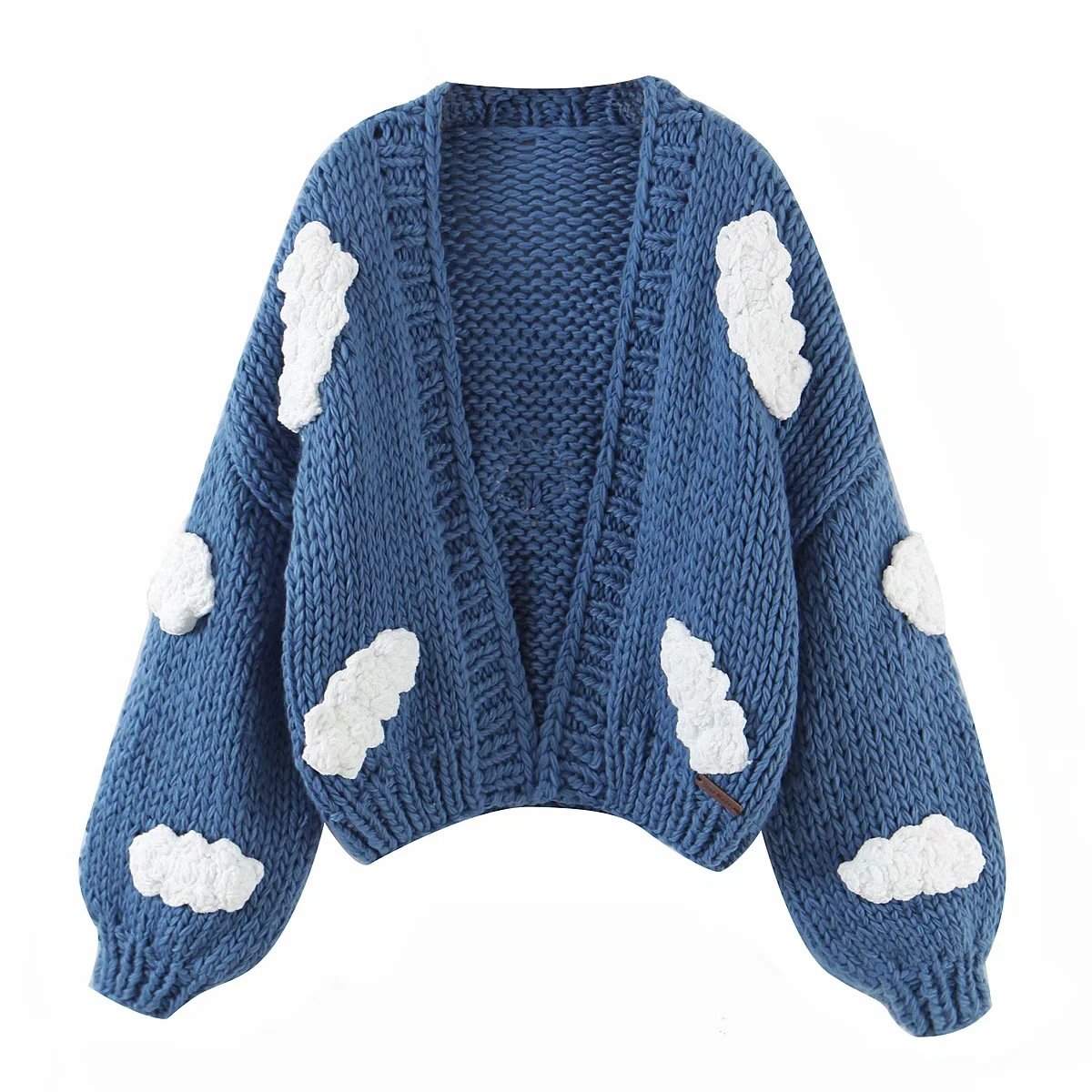 Handmade Crochet Cardigan Sweater with Fruit Embroidery