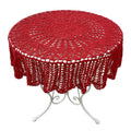 USTIDE Crochet Round Tablecloth Red Lace Table Cover Doily Floral Crochet Table Topper for Coffee Table End Table 39 Inches