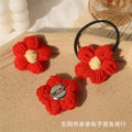 Red Crochet Flower Hair Clip for Kids - Cute Accessory
