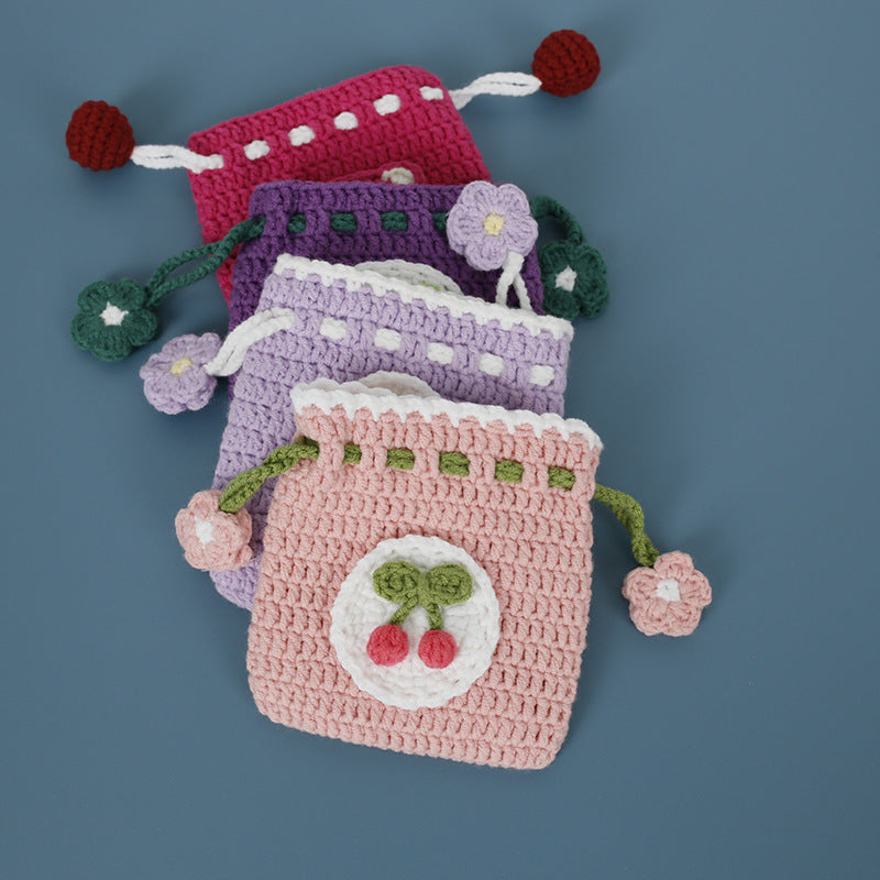 Hand Knitted Women's Wool Crochet Coin Storage Bag
