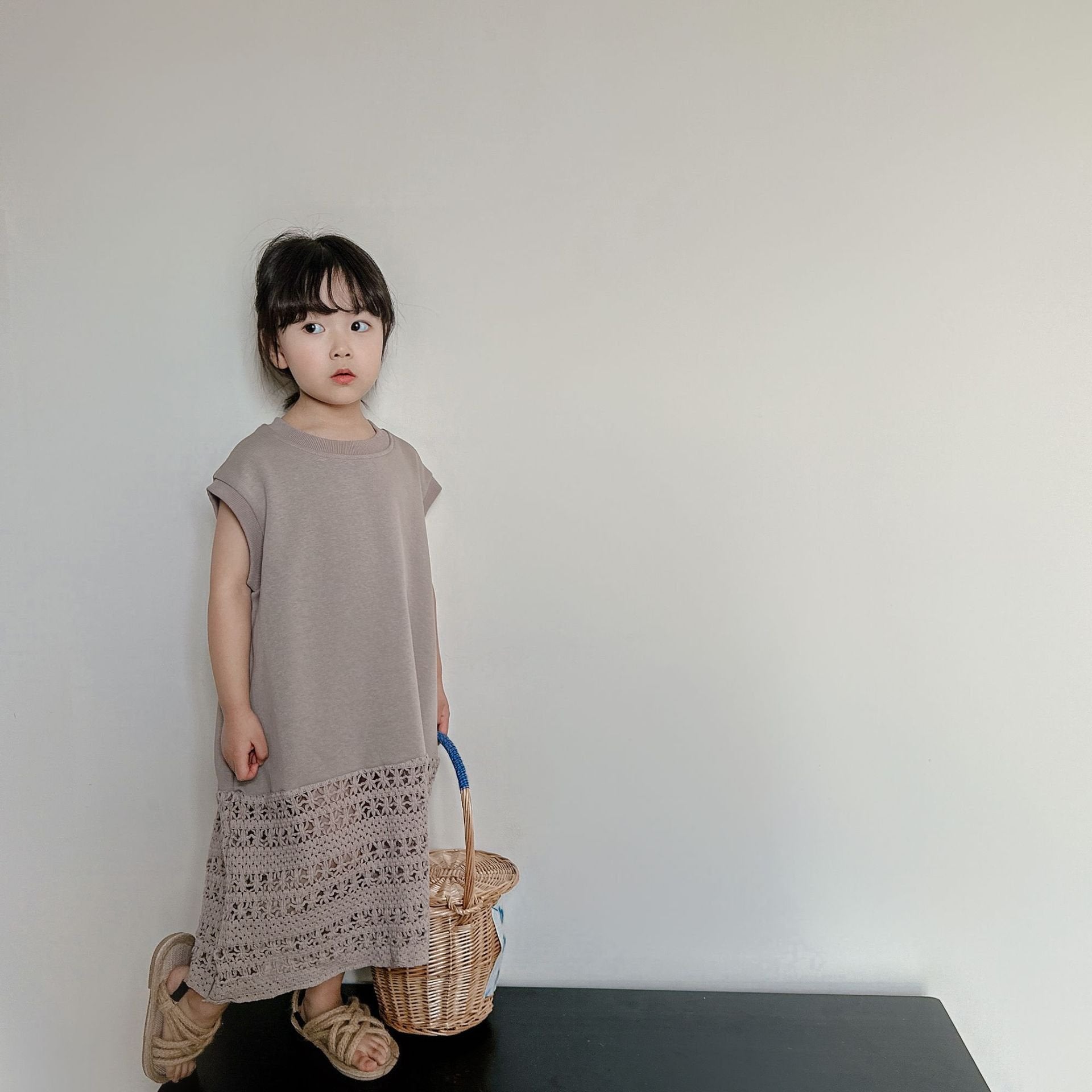 Cute Western Style Crochet Dress for Kids
